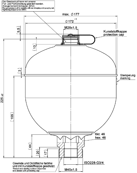 Bild på Membranackumulator SBO330-2,0E1/663U-330AB