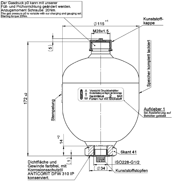 Bild på Membranackumulator SBO330-0,6E1/663U-330AK
