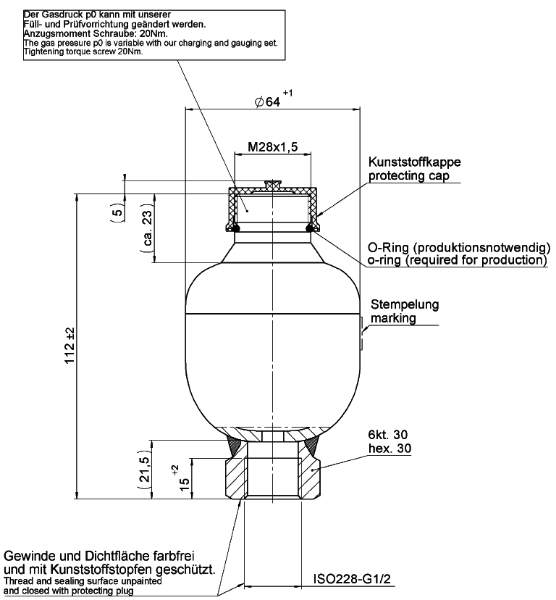 Bild på Membranackumulator SBO250-0,075E1/112U-250AK015